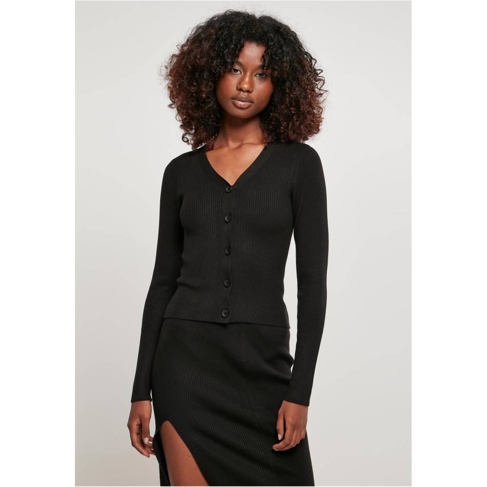 Urban Classics - Short Rib Knit Cardigan - Zwart